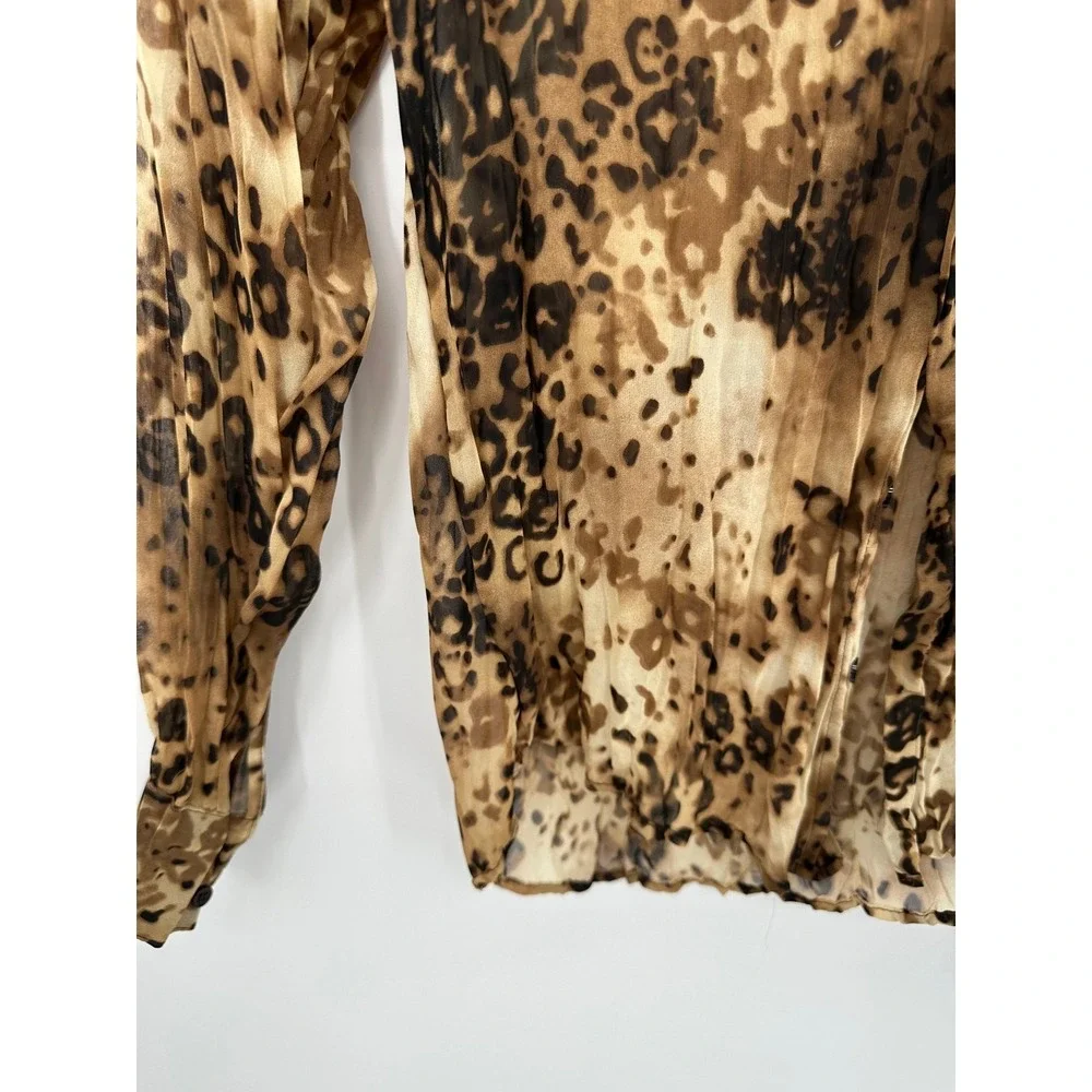 Y2K Leopard Print Button Front‎ Shirt Womens M Grunge Festival Animal Retro